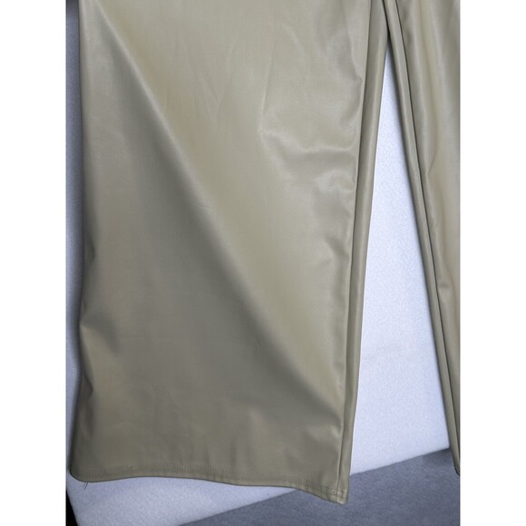 NWT PRETTY LITTLE THINGS FLARE LEG Tan Faux Leather Pants…Size US 10 - Picture 3 of 7